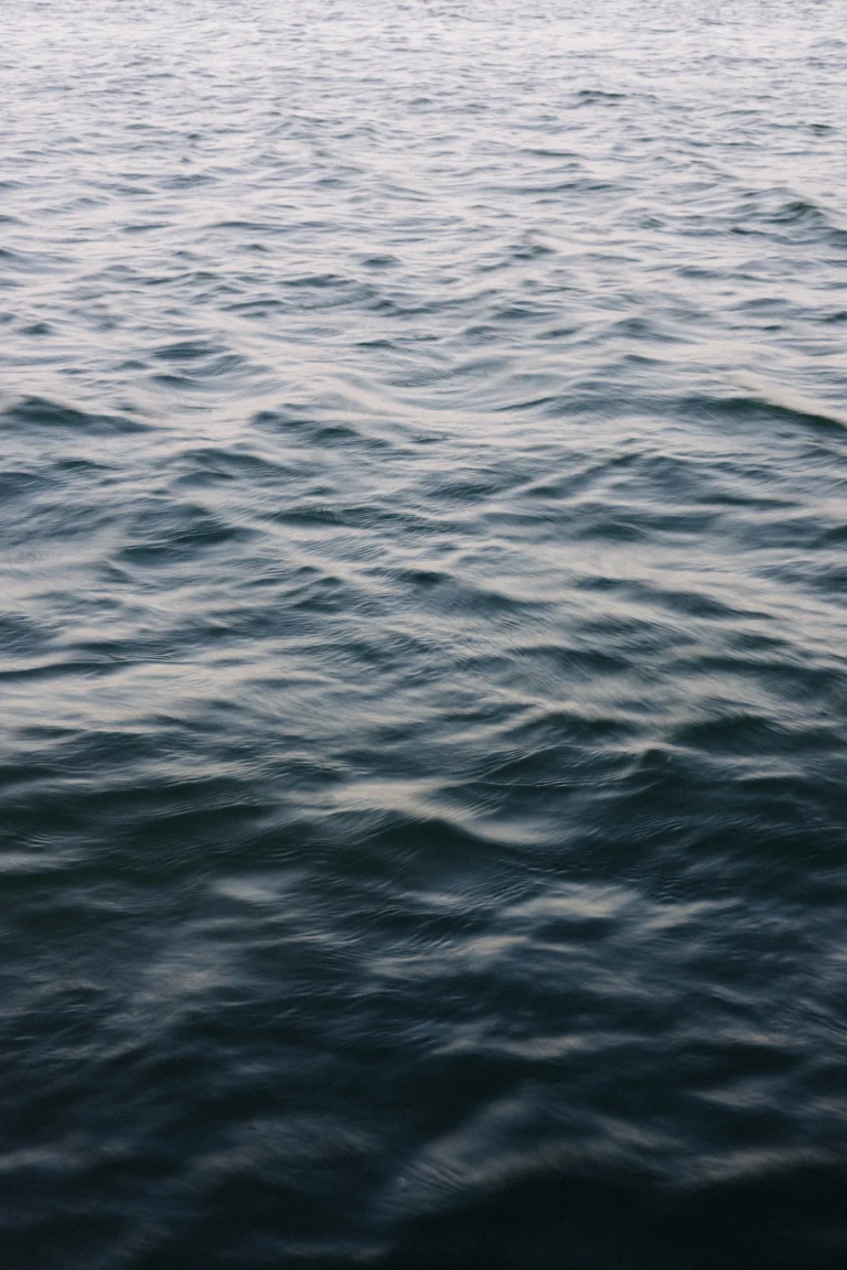 Surface de l'eau du lac au crépuscule